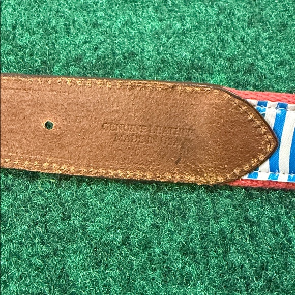 NWOT Oakmont Country Club! stitched Belt with Silver Buckle (Coral base/ Sz 44) - Picture 2 of 6